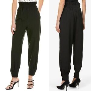 Max Mara Mirko Paperbag Wool Trousers Black High Rise Tapered Womens Size Medium